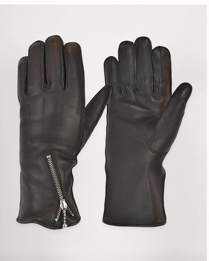 Zipped Fleece Lined Cafe Racer Gloves