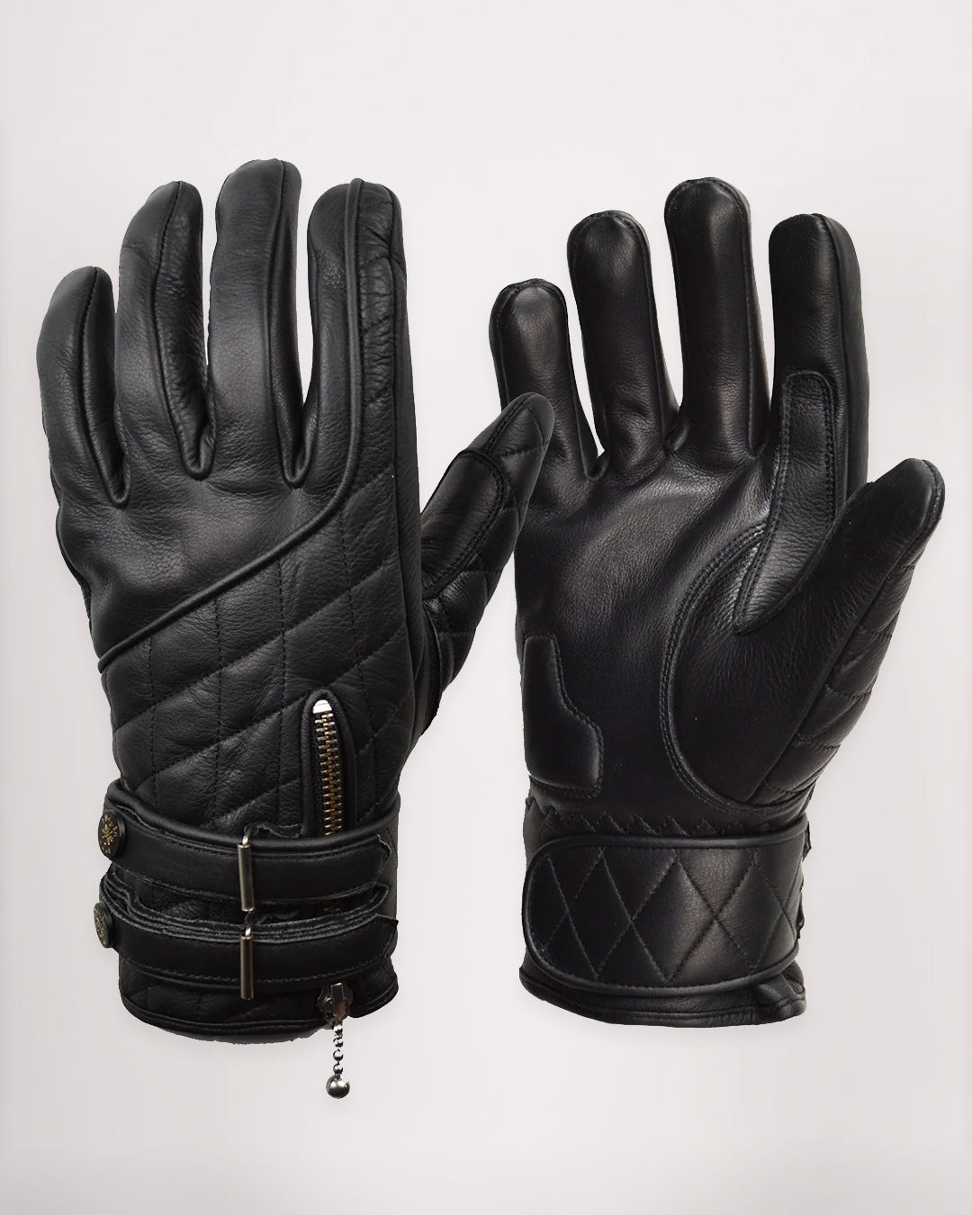 Goldtop Quilted Cafe Racer Gloves CE Certified Leather Motorcycle Gloves