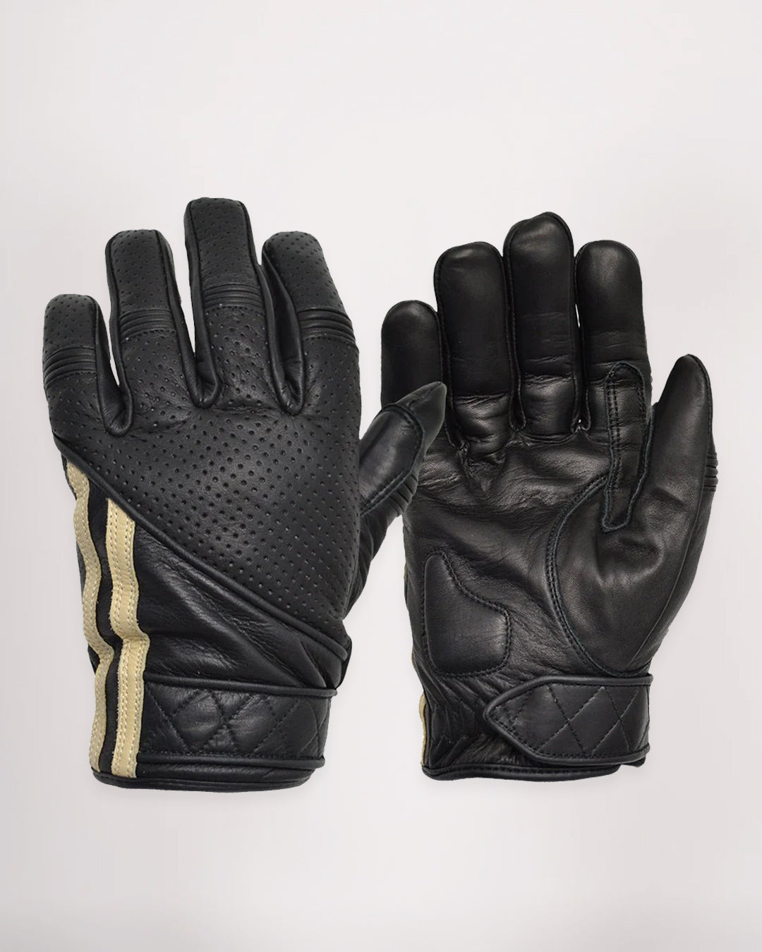 Goldtop Short Racing Stripe Cafe Racer Gloves CE Certified