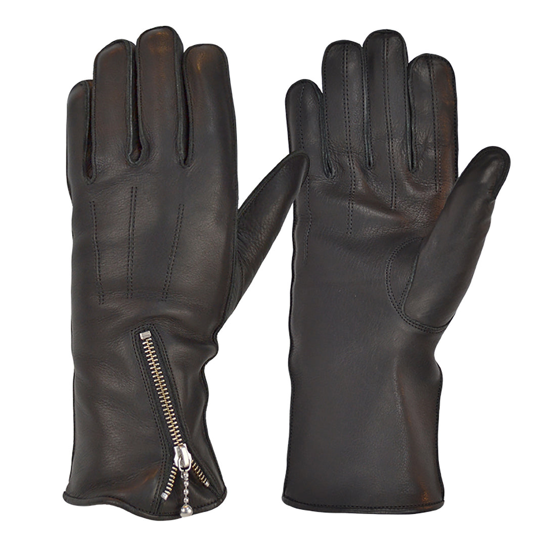 Zipped Fleece Lined Cafe Racer Gloves
