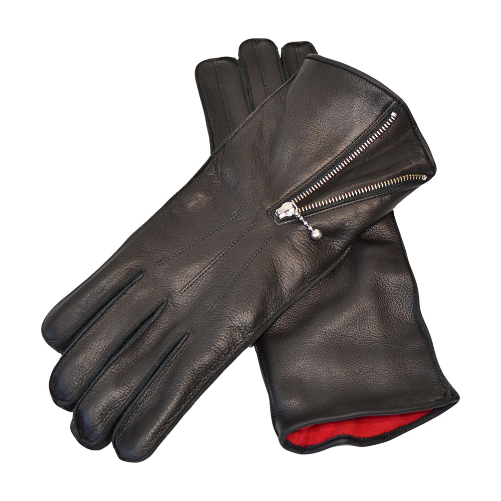 Zipped Fleece Lined Cafe Racer Gloves