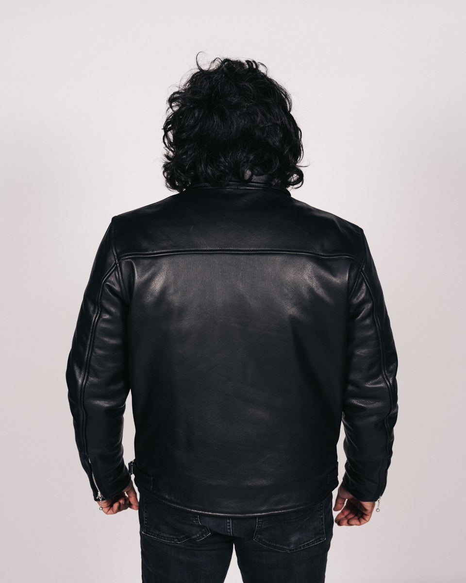 Goldtop 1959 Classic Rocker Leather Motorcycle Jacket - 1950s Style Biker Jacket, Size 36