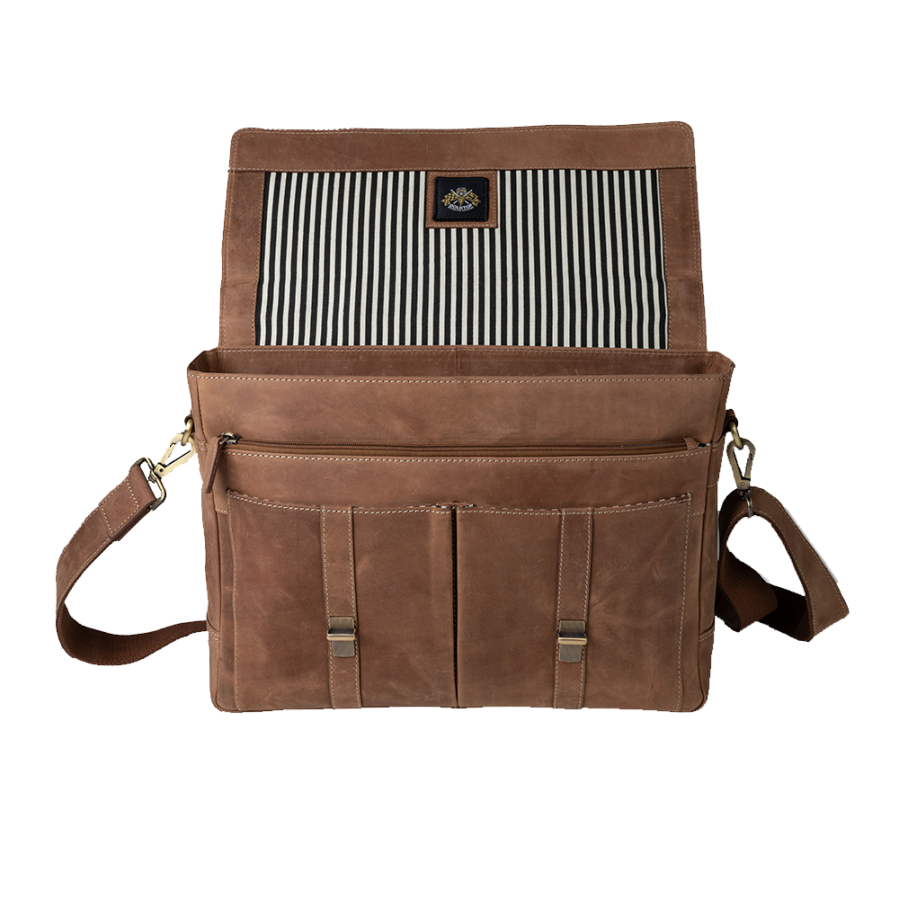 Goldtop Distressed Leather Messenger Bag