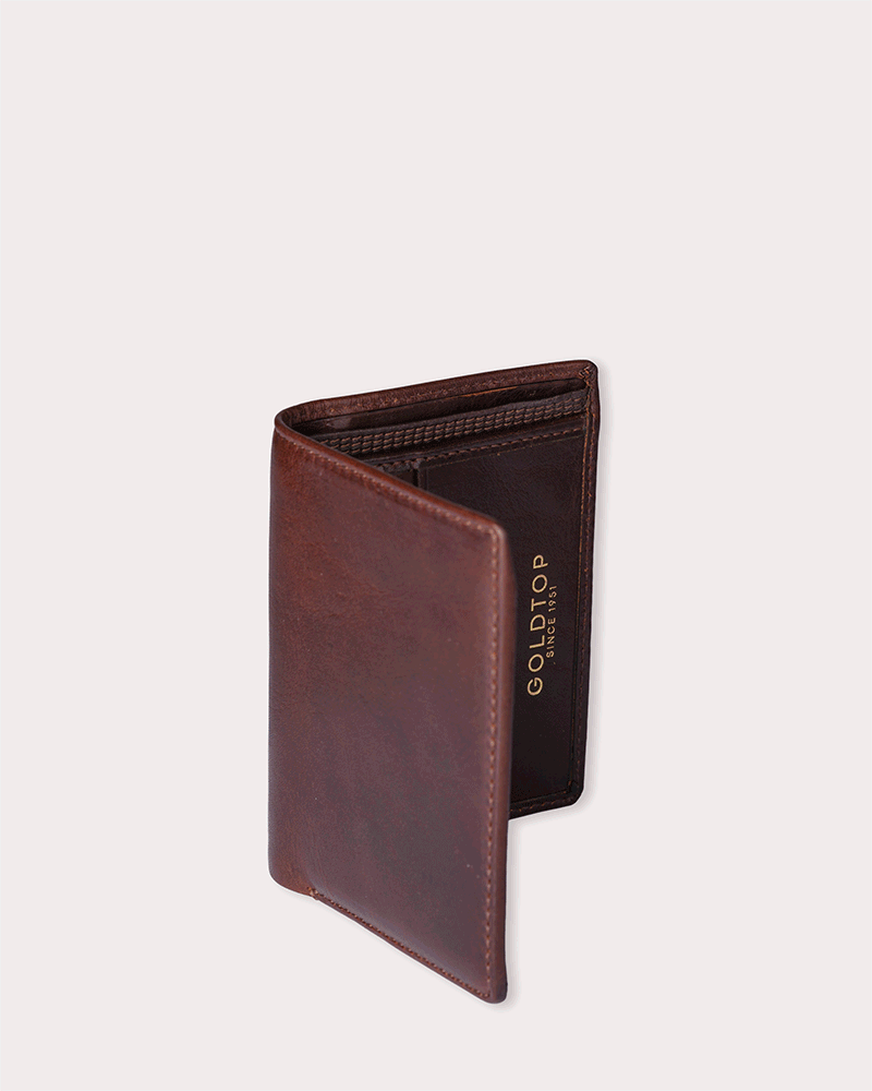 Vertical Leather Bifold Wallet