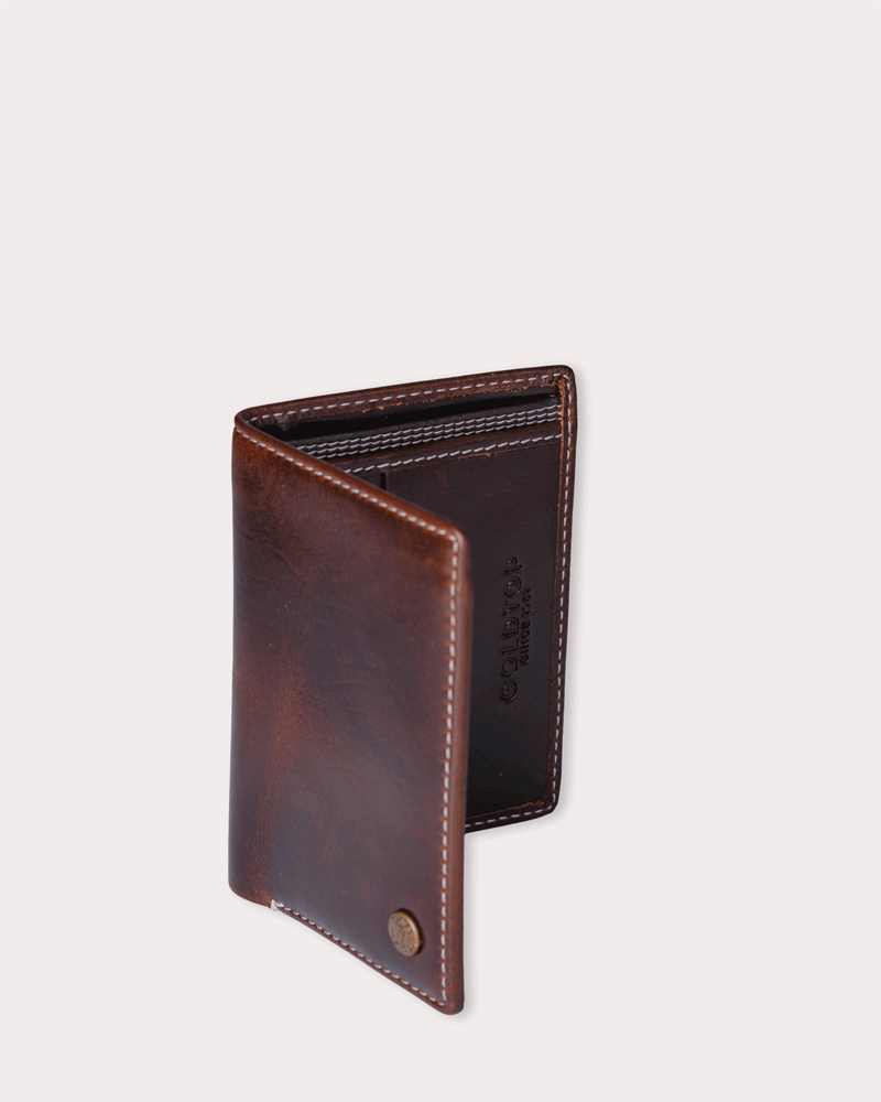 Vertical Leather Bifold Wallet