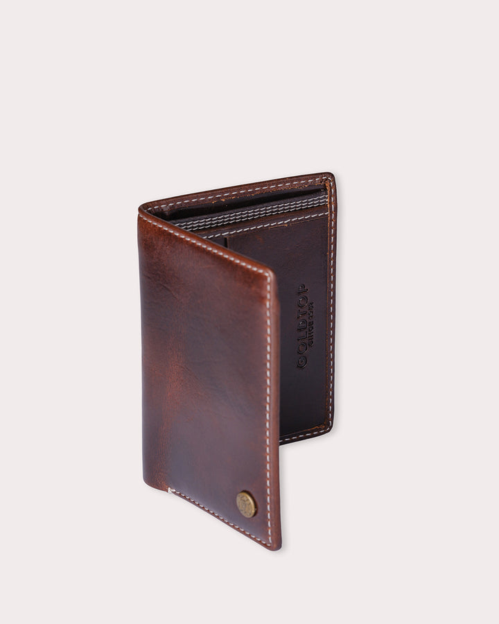 Vertical Leather Bifold Wallet