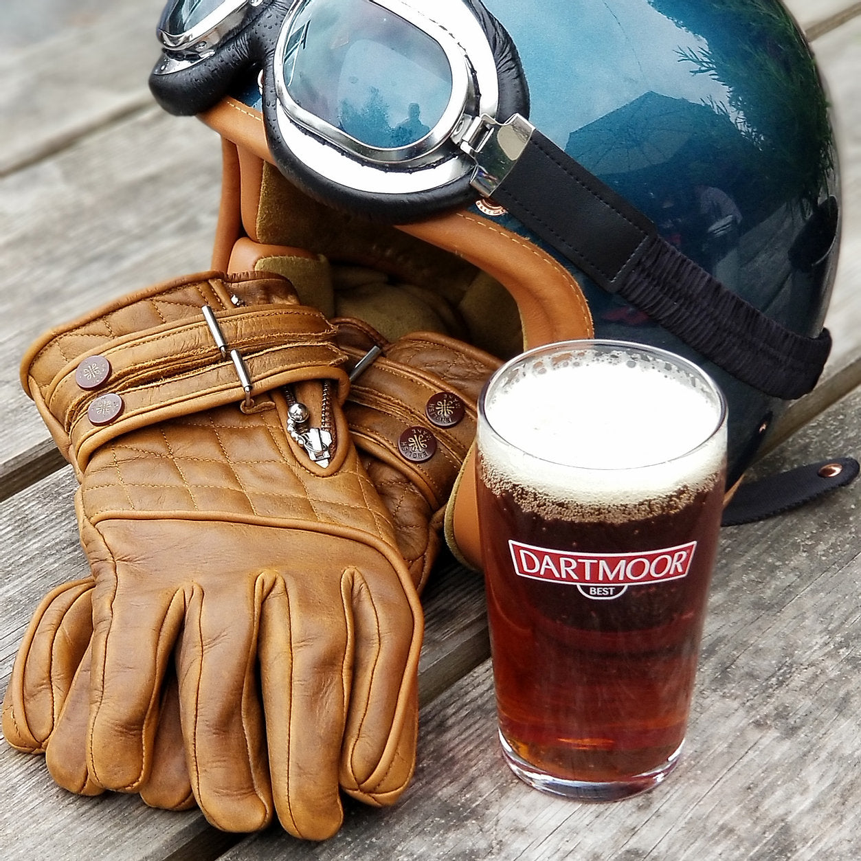 Goldtop Quilted Cafe Racer Gloves CE Certified Leather Motorcycle Gloves