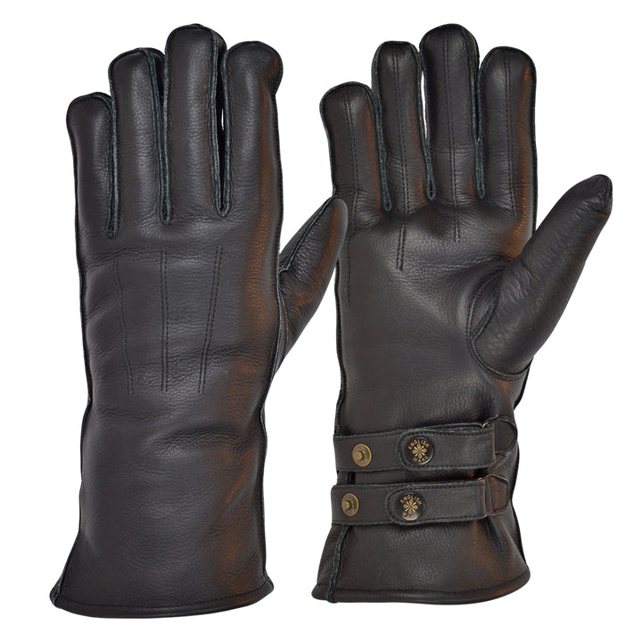 Twin Strap Merino Wool Lined Cafe Racer Gloves