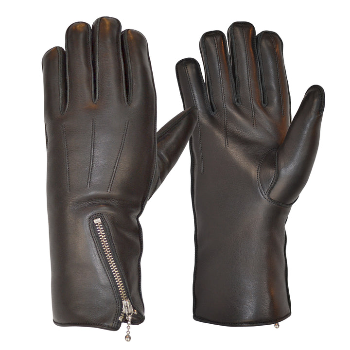 Zipped Merino Wool Lined Cafe Racer Gloves